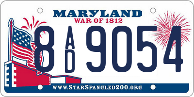 MD license plate 8AD9054