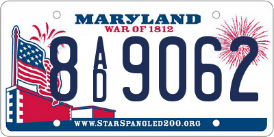 MD license plate 8AD9062