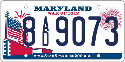 MD license plate 8AD9073