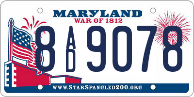 MD license plate 8AD9078