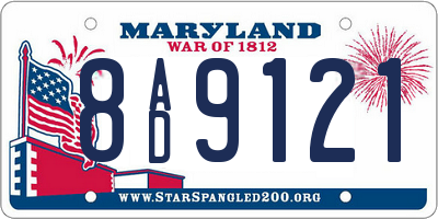 MD license plate 8AD9121