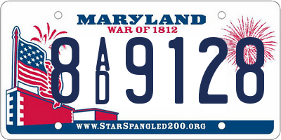 MD license plate 8AD9128