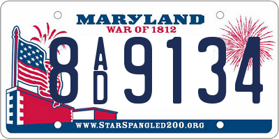 MD license plate 8AD9134