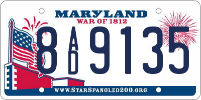 MD license plate 8AD9135