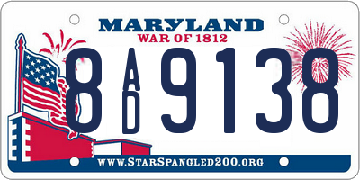 MD license plate 8AD9138