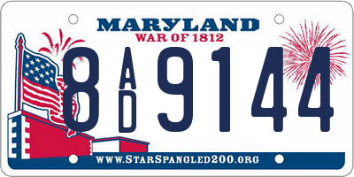 MD license plate 8AD9144