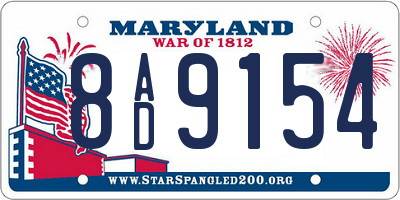 MD license plate 8AD9154