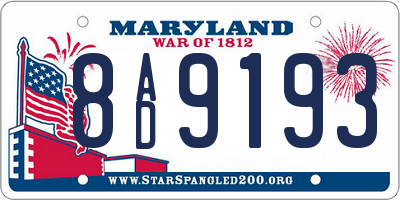 MD license plate 8AD9193