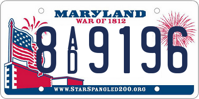 MD license plate 8AD9196