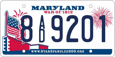 MD license plate 8AD9201