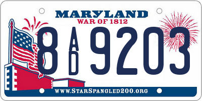 MD license plate 8AD9203
