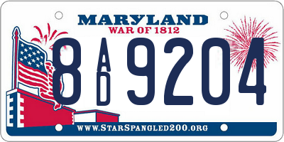 MD license plate 8AD9204