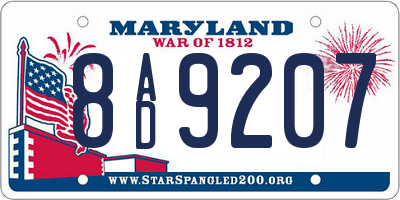 MD license plate 8AD9207