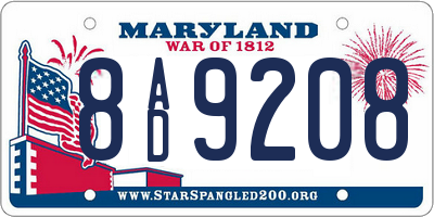 MD license plate 8AD9208