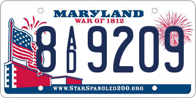 MD license plate 8AD9209
