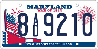 MD license plate 8AD9210