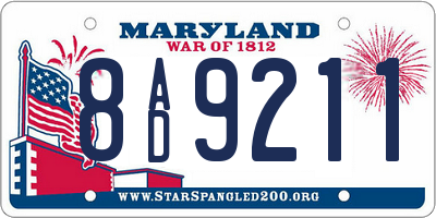 MD license plate 8AD9211