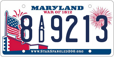 MD license plate 8AD9213