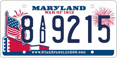 MD license plate 8AD9215