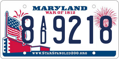 MD license plate 8AD9218