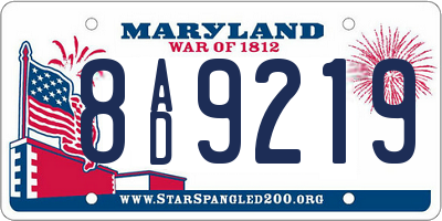 MD license plate 8AD9219