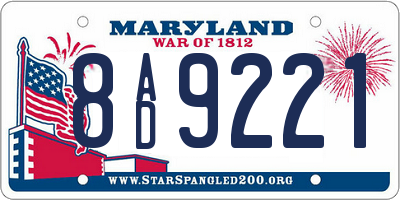 MD license plate 8AD9221