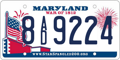 MD license plate 8AD9224