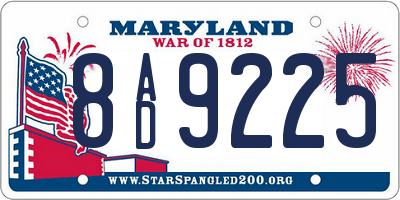 MD license plate 8AD9225