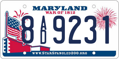 MD license plate 8AD9231