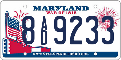 MD license plate 8AD9233
