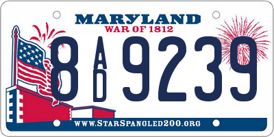 MD license plate 8AD9239