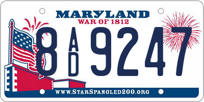 MD license plate 8AD9247