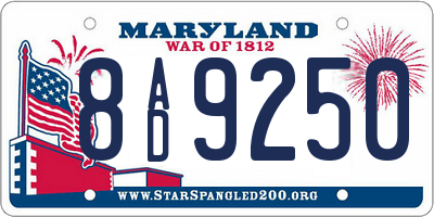 MD license plate 8AD9250