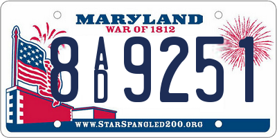MD license plate 8AD9251