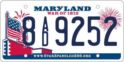 MD license plate 8AD9252
