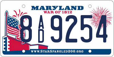 MD license plate 8AD9254