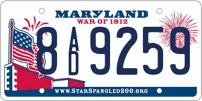 MD license plate 8AD9259