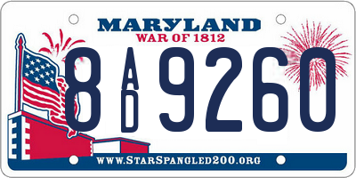 MD license plate 8AD9260