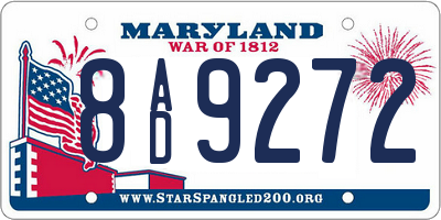 MD license plate 8AD9272
