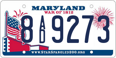 MD license plate 8AD9273