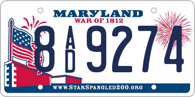 MD license plate 8AD9274