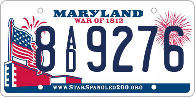 MD license plate 8AD9276