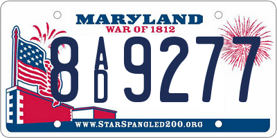 MD license plate 8AD9277