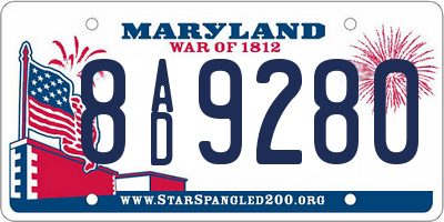MD license plate 8AD9280