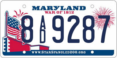MD license plate 8AD9287