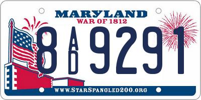 MD license plate 8AD9291