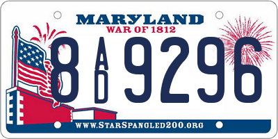 MD license plate 8AD9296