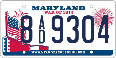 MD license plate 8AD9304