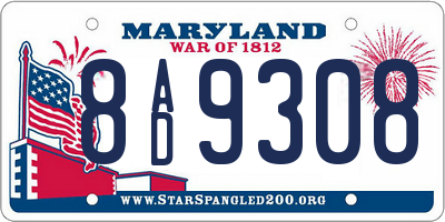 MD license plate 8AD9308