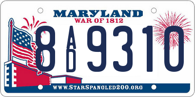 MD license plate 8AD9310